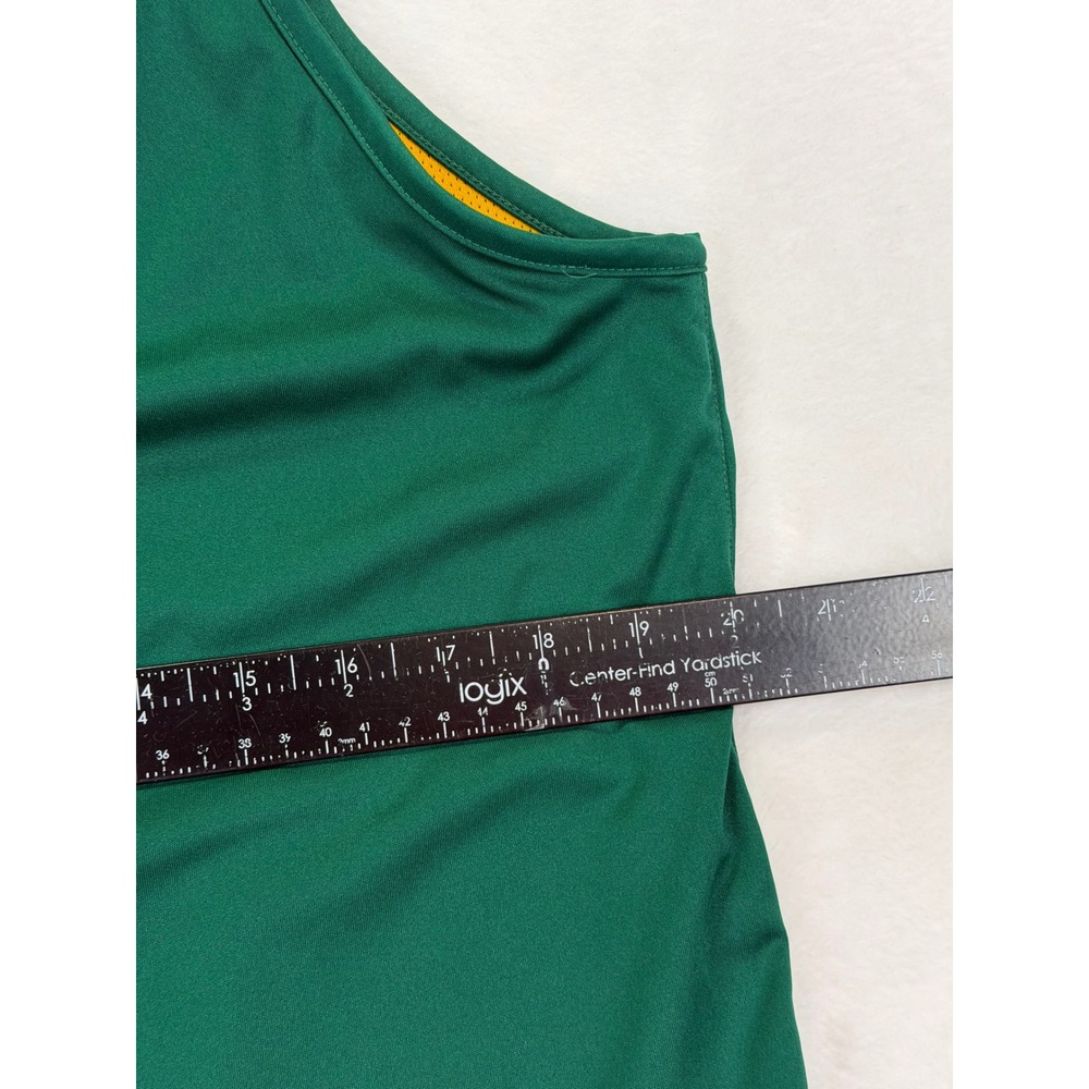 Adidas Mens Reversible Basketball Jersey Green Yellow Climalite Large Length +2 - Picture 5 of 9